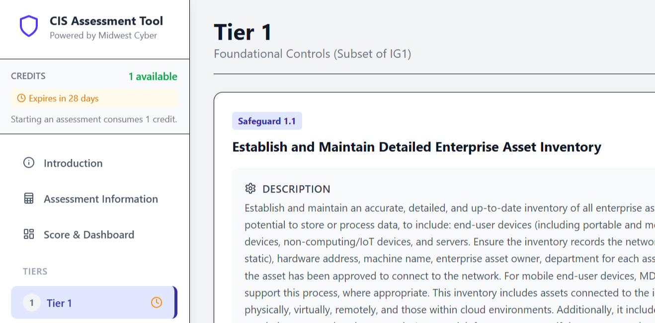 Assessment Dashboard Screenshot