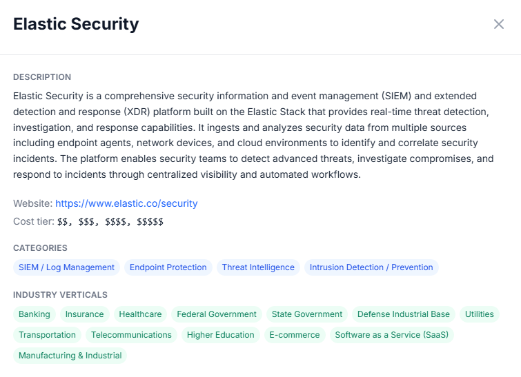 A tool detail panel listing the safeguards it covers